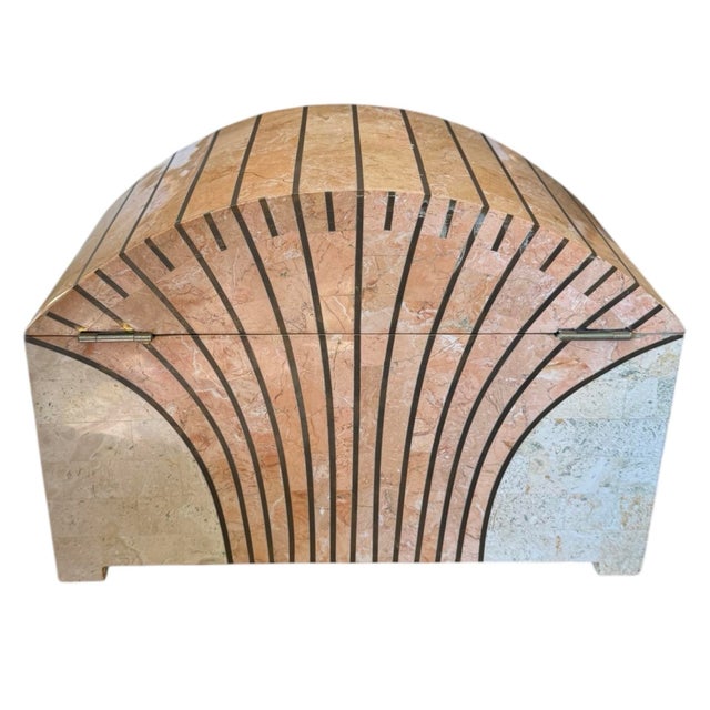 Late 20th Century Maitland Smith Tessellated Pink Marble Domed Box For Sale In Phoenix - Image 6 of 8