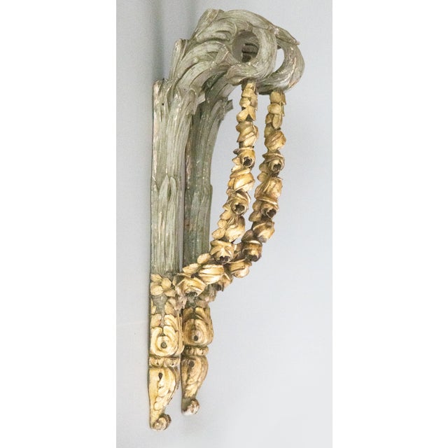 French Country Romantic 19th Century French Gray & Giltwood Roses Hanging Architectural Fragments Wall Swags - A Pair For Sale - Image 3 of 15