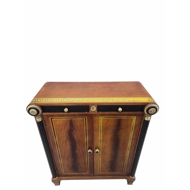 Late 20th Century Late 20th Century Neoclassical Empire Revival Mahogany Bar Cabinet For Sale - Image 5 of 12