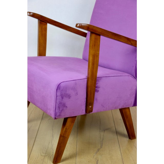 Vintage Loft Armchair in Purple Velvet, 1970 For Sale - Image 9 of 12