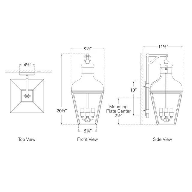 Modern Chapman & Myers for Visual Comfort Signature Fremont Small Bracketed Wall Lantern in French Rust with Clear Glass For Sale - Image 3 of 3