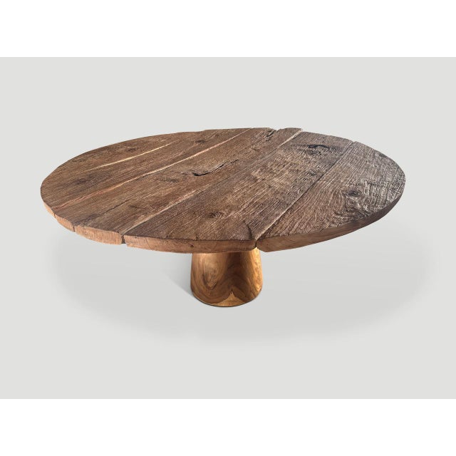 Wood Andrianna Shamaris Wabi Sabi Round Teak Wood Table For Sale - Image 7 of 18