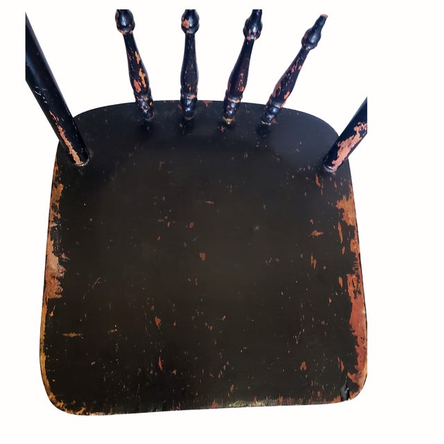 19th Century Antique Hitchcock Style Black Painted & Stenciled Side Chair For Sale - Image 9 of 9