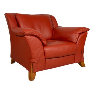 Armchair in Red Leather by Natuzzi For Sale