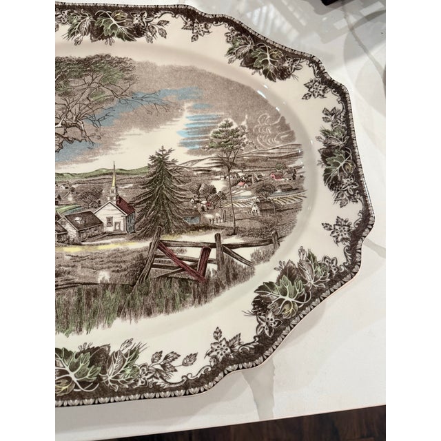 Traditional Massive 20" Johnson Brothers "The Friendly Village" Oval Turkey Platter For Sale - Image 3 of 6