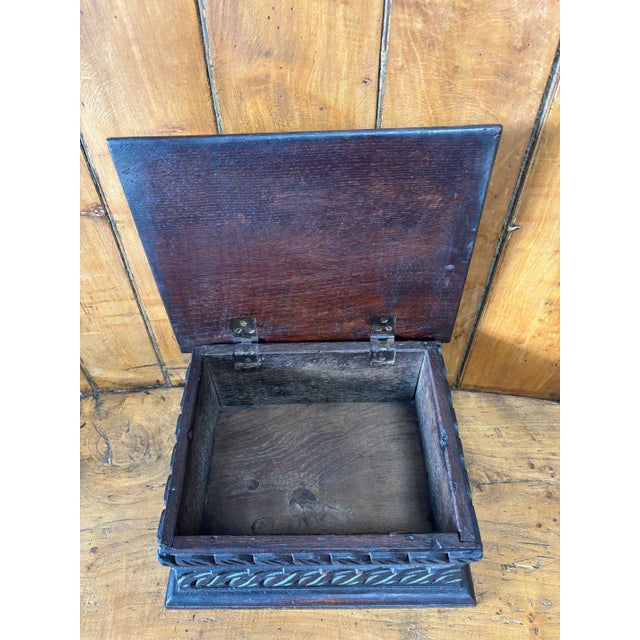 Antique English Oak Box For Sale - Image 10 of 10