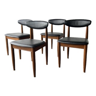 Dining Chairs in Black Leatherette with Floating Backrest from Schreiber, 1960s, Set of 4 For Sale