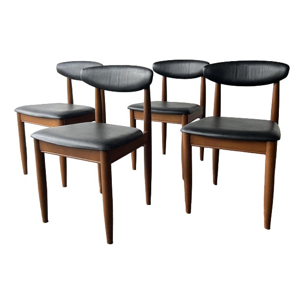 Dining Chairs in Black Leatherette with Floating Backrest from Schreiber, 1960s, Set of 4 For Sale