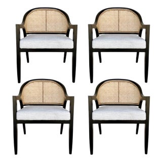 Organic Modern Cane Dining Chairs Set of 4 For Sale