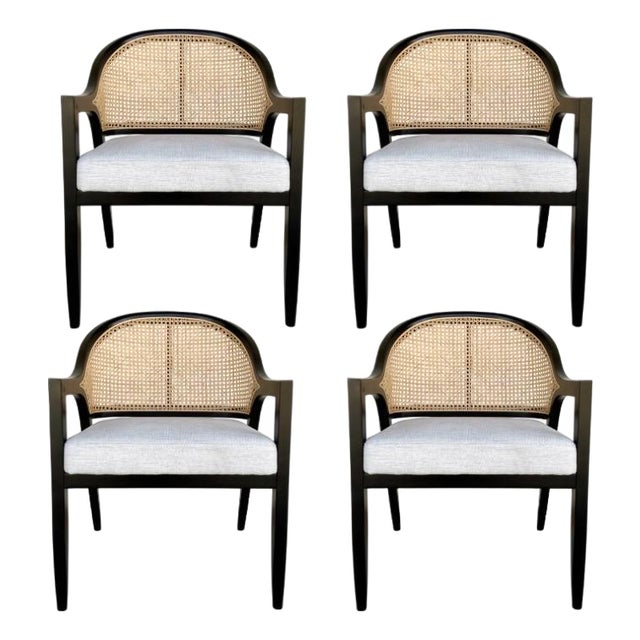 Organic Modern Cane Dining Chairs Set of 4 For Sale