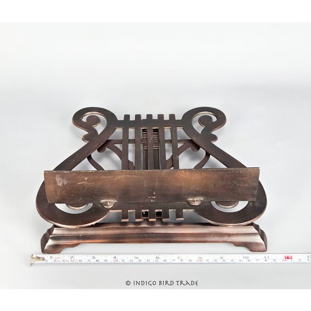 Metal Large Early 20th Century Italian Bronze Lyre-Shaped Folding Book Stand Art Easel For Sale - Image 7 of 7