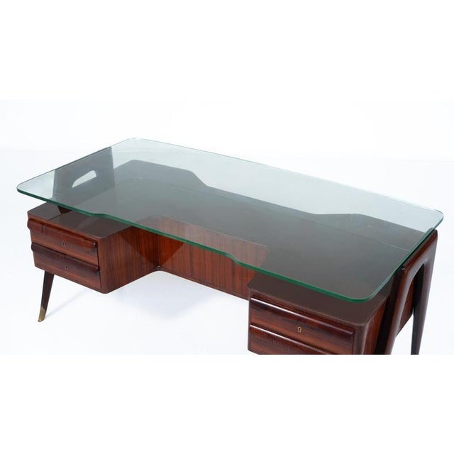 Mid-Century Modern Vittorio Dassi Desk, Wood and Glass, 1950s For Sale - Image 13 of 18