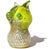Mid-Century Modern Murano Vintage Owl Yellow Silver Flecks Green Eyes Murrines Italian Art Glass Paperweight Figurine Sculpture For Sale - Image 3 of 9