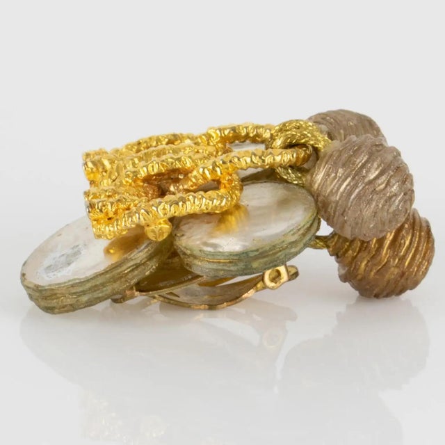 Monique Vedie, Line Vautrin School Golden Talosel Resin Clip Earrings For Sale In Atlanta - Image 6 of 9