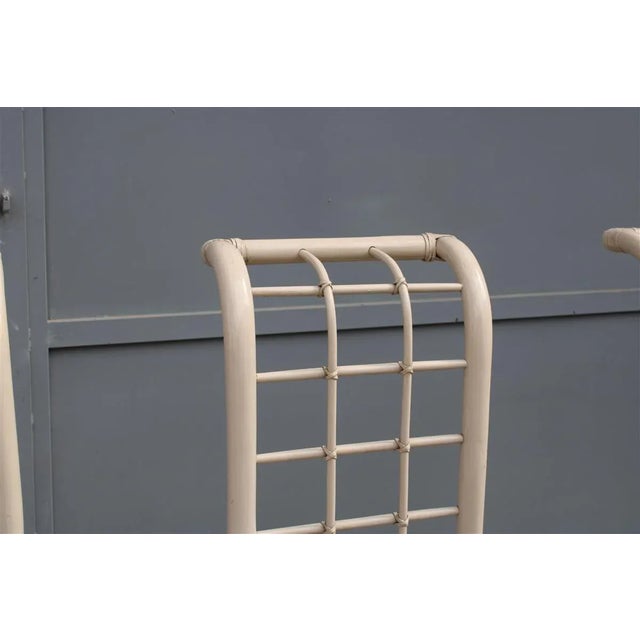 White Bamboo High Back Chairs from Vivai del Sud, 1970s, Set of 4 For Sale - Image 3 of 12