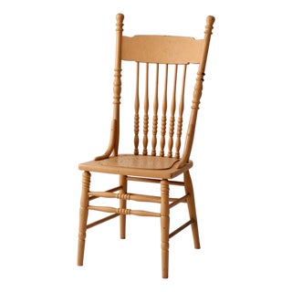 Antique Painted Pressback Spindle Chair For Sale