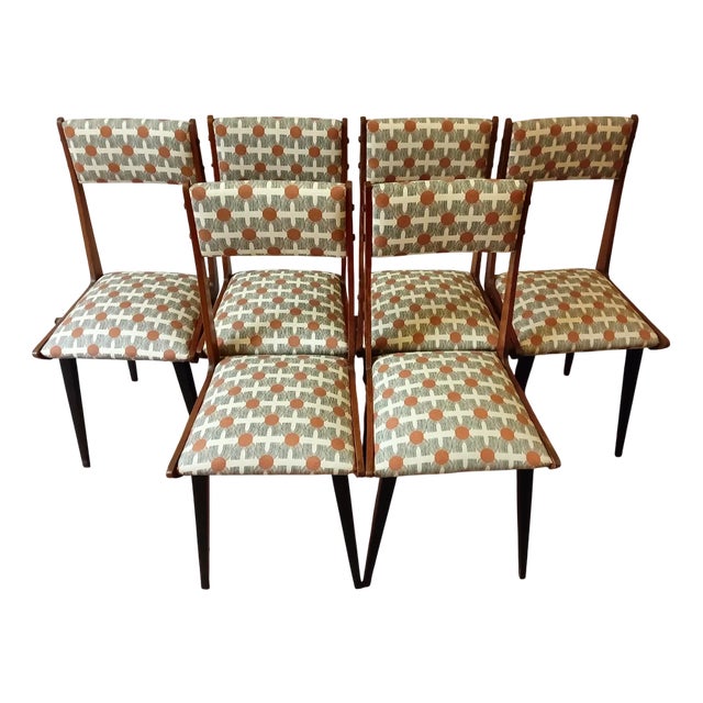 Vintage Italian Chairs in the style of Carlo Ratti, 1960s, Set of 6 For Sale