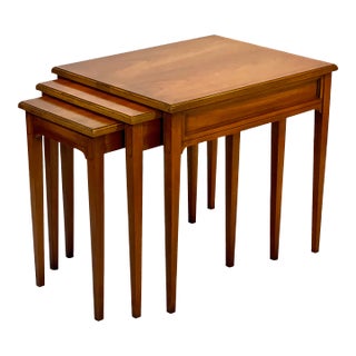 1960s Vintage Fruitwood Nesting Tables by Heritage, Set of 3 For Sale