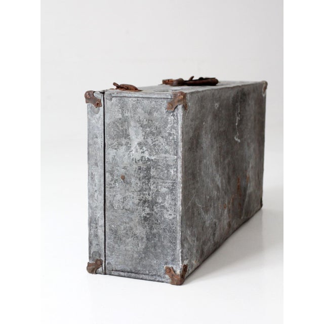 Antique Galvanized Metal Travel Case For Sale - Image 11 of 18