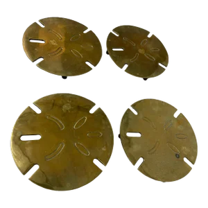 Sand Dollar Brass Trivets - Set of 4