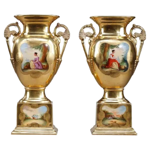 Oratory Vases in Paris Porcelain, Set of 2