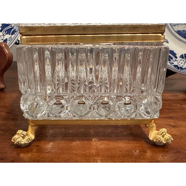 Large Vintage Crystal Footed Box For Sale - Image 11 of 12
