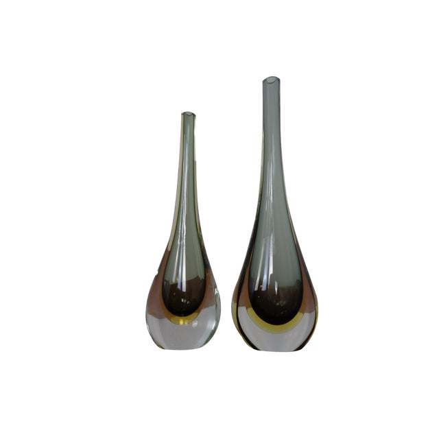 Italian Murano Formia Glass Vases from Fornace Mian, 1970s, Set of 2 For Sale