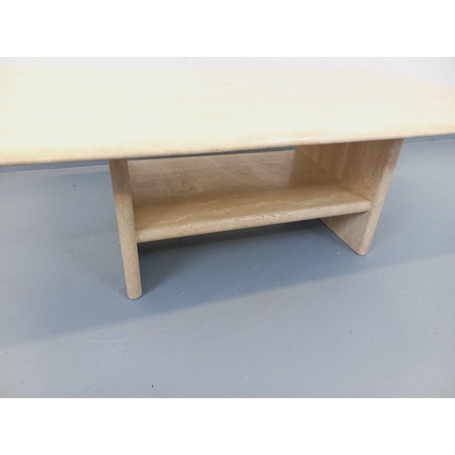 Vintage Rectangular Travertine Coffee Table with Magazine Rack, 1980s For Sale - Image 6 of 18