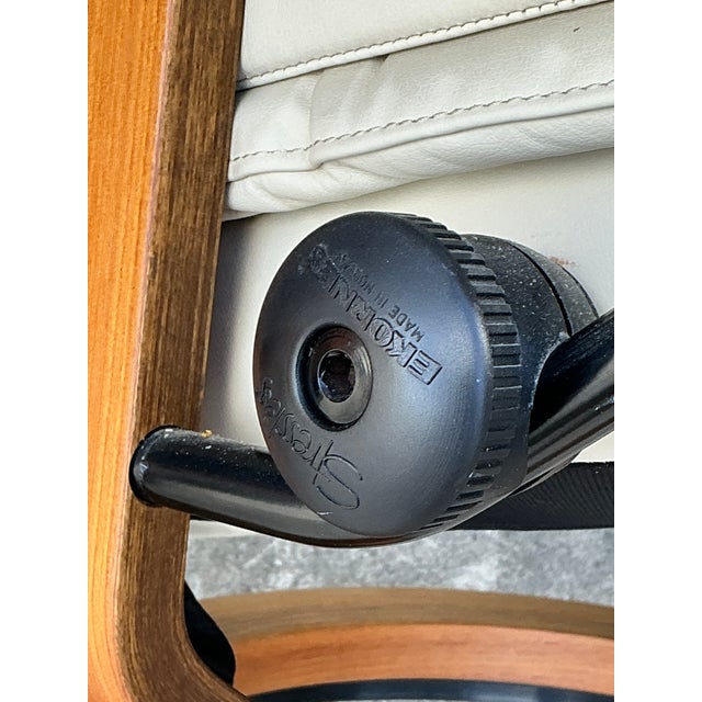 Vintage Stressless Ekornes Leather Lounge Chair and Ottoman For Sale - Image 9 of 12