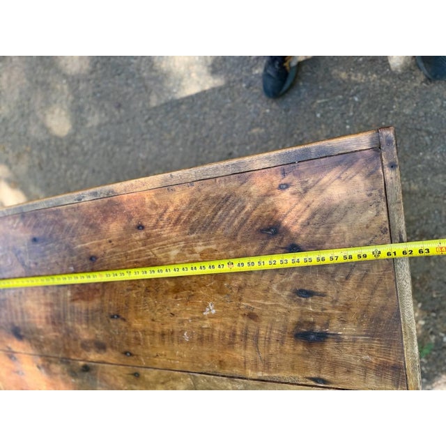 Brown Antique Early American Primitive Rustic Painted Dining Table. For Sale - Image 8 of 16