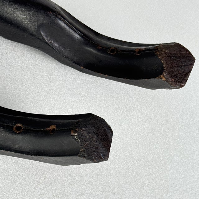 Antique Wooden Hand Carved Pair of Americana Horse Head Barn Bridle Hooks, Sculpture For Sale - Image 4 of 14