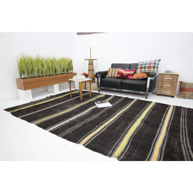 1960s Vintage Striped Turkish Kilim Rug- 6′6″ × 11′7″ For Sale In Los Angeles - Image 6 of 7