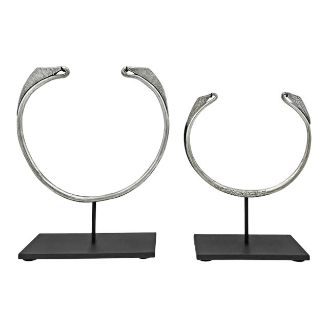 Late 19th Century Chinese Miao Silver Neck Ornaments- a Pair For Sale