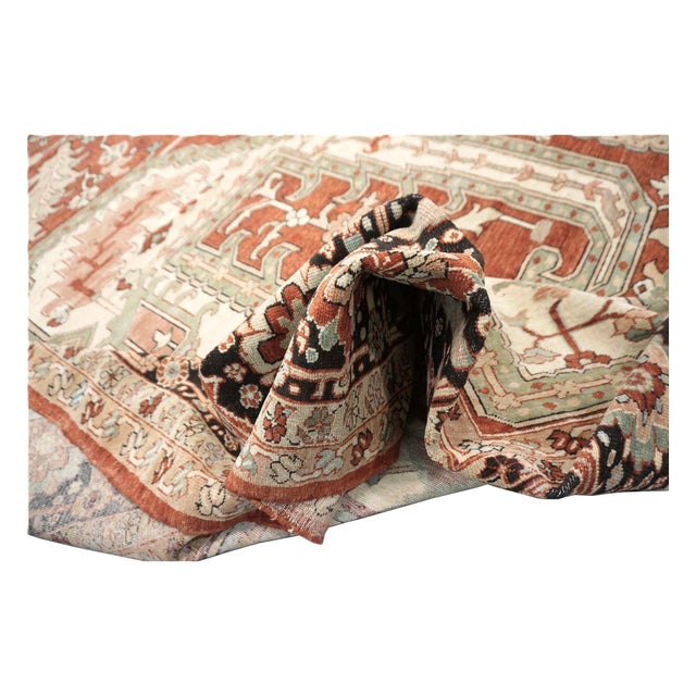 Turkish Serapi Wool 16X25 Rust, Black & Tan Handmade Area Rug #1141351 For Sale - Image 10 of 10