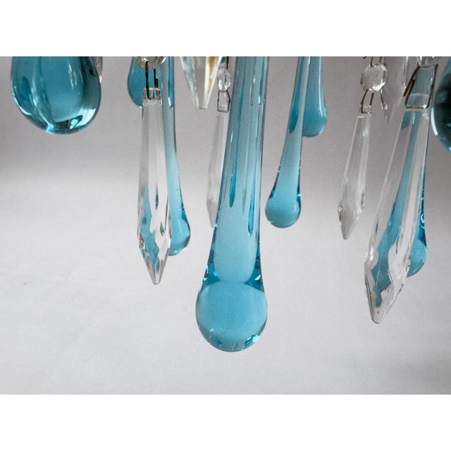 Vintage Murano-Style Blue Glass Teardrop Waterfall Chandelier, C. 1970 For Sale - Image 17 of 18