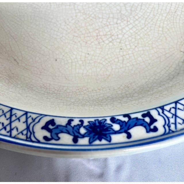Late 1800s Blue/White Prunus Blossom Chinese Jardiniere With Underplate For Sale - Image 13 of 15