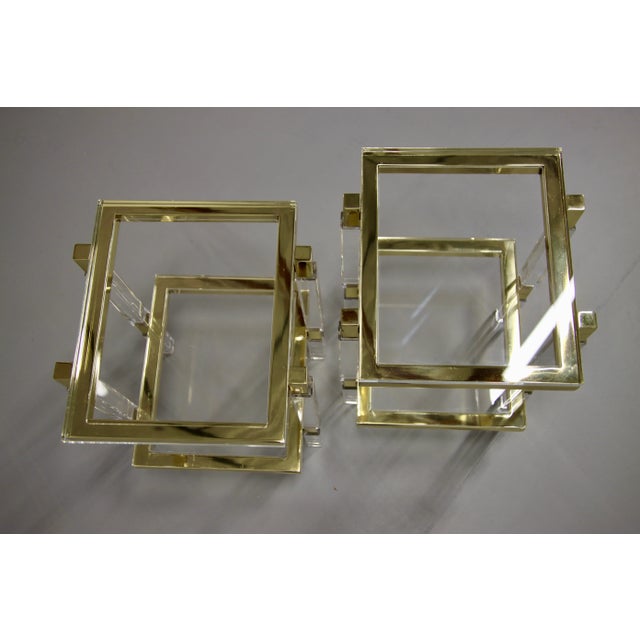 Charles Hollis Jones Brass and Lucite Tables - a Pair For Sale - Image 10 of 13