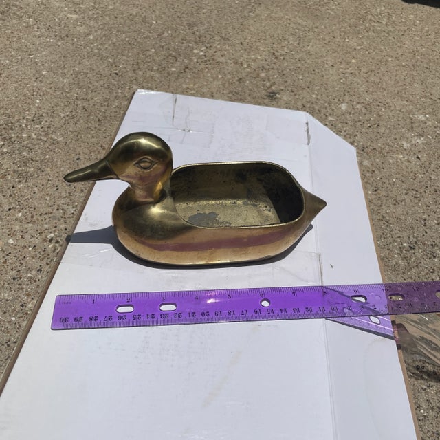 Cabin Vintage Mid-Century Modern Brass Duck Planter Decor For Sale - Image 3 of 7
