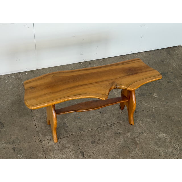 Sculptural Live-Edge Bench in Walnut, 1990s For Sale - Image 4 of 7