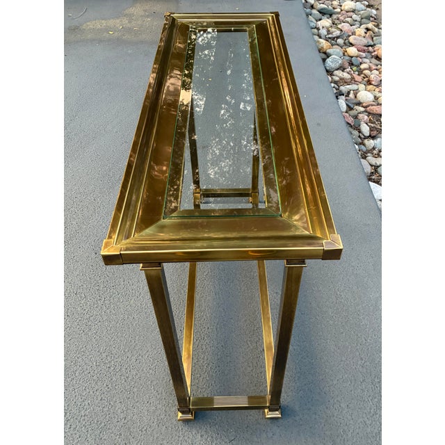 1970s Brass Picture Frame Console Table From Mastercraft For Sale - Image 5 of 12