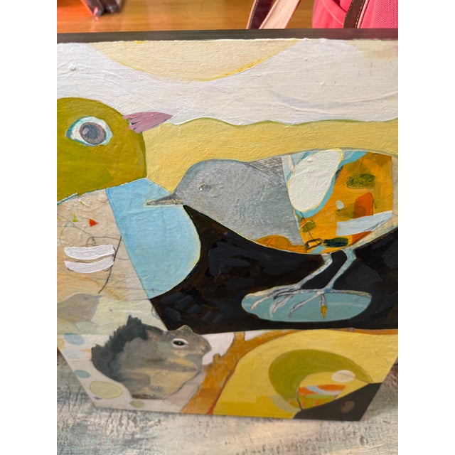 "Camp" a Fun Painting of Birds and Squirrel For Sale - Image 11 of 11