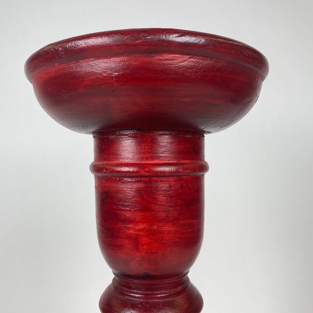 Spanish Colonial Red Pillar Candle Holders a Pair Chairish