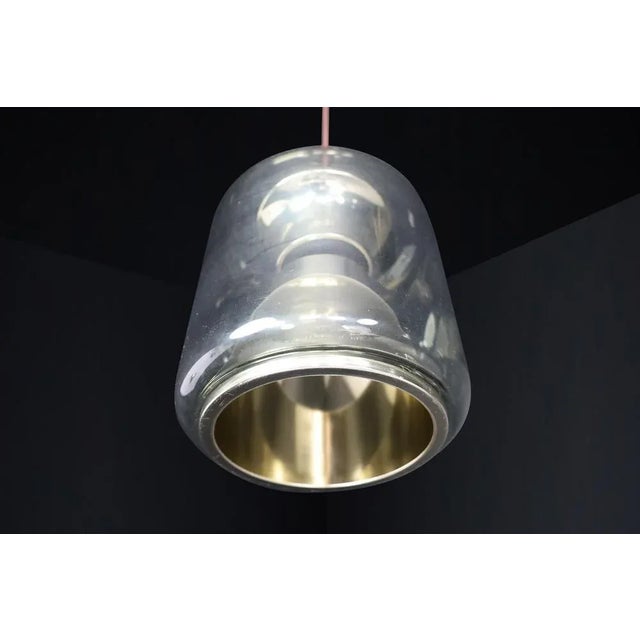 Mid-Century Smoked Glass Pendant attributed to Erco Leuchten, Germany, 1970s For Sale - Image 9 of 10