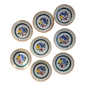 Vintage Stangl Terra Rose Fruit Dinner Plates 10 Inch Hand Painted Pottery - Set of 8