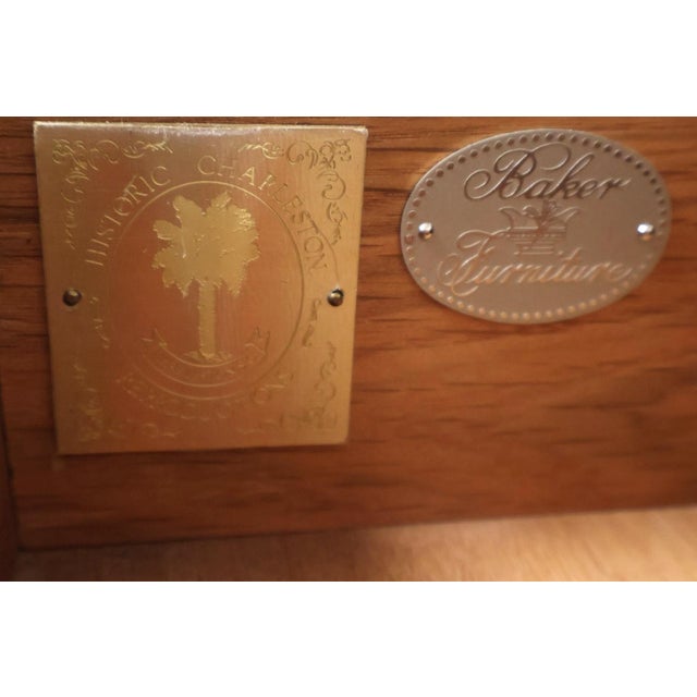 1980s Baker Historic Charleston Mahogany Tall Chest With Lion Head Pulls For Sale - Image 9 of 10