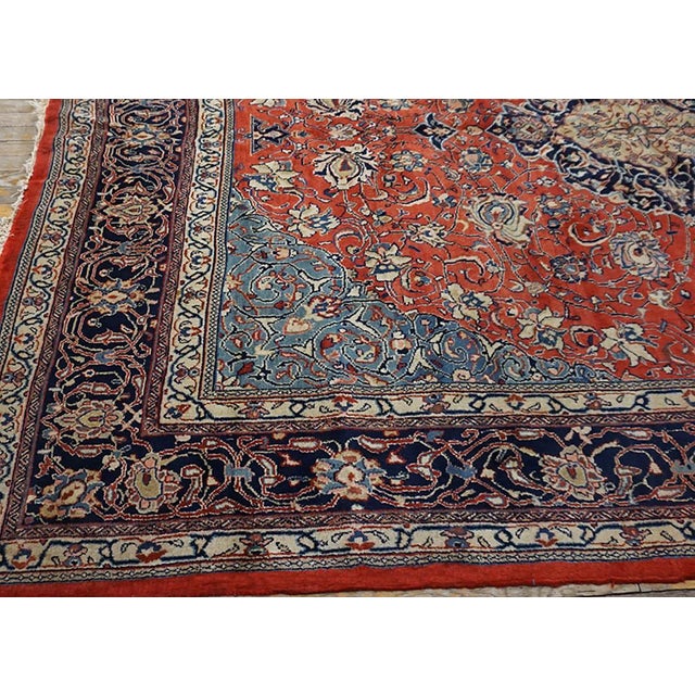 Persian 1940s Red Medallion Antique Persian Sarouk Rug 7'9"x 10'6" Handknotted Wool Carpet For Sale - Image 3 of 6