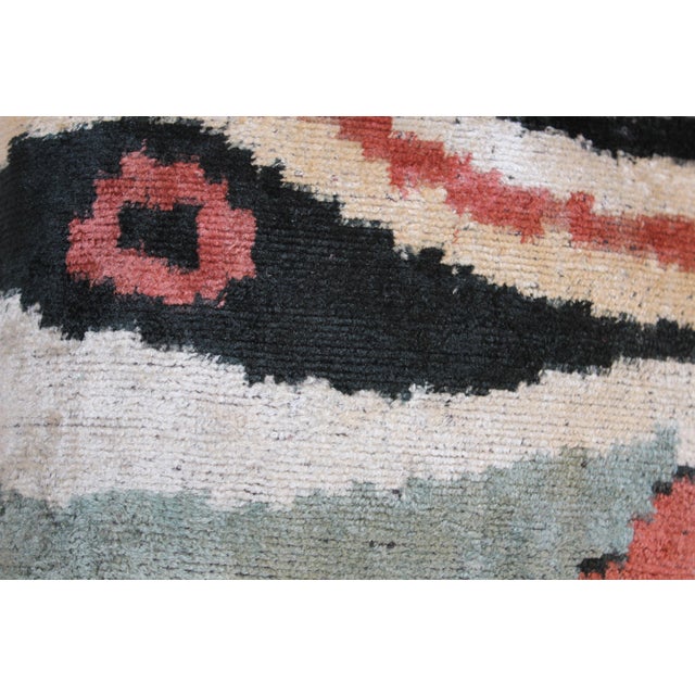 Dark Gray Contemporary Velvet Ikat Bohemian Throw Pillow For Sale - Image 8 of 11