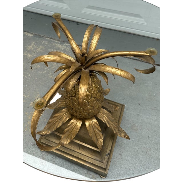 Pair of Mid-Century Italian Hollywood Regency Brass Pineapple Side Tables. For Sale - Image 12 of 15