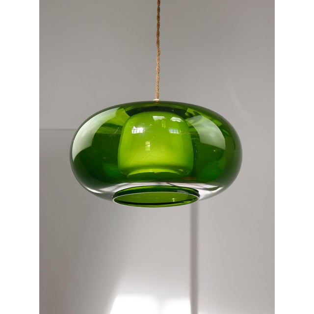 Mid-Century Modern Italian Green Glass and Brass Pendant Lamp, 1960s For Sale - Image 13 of 18