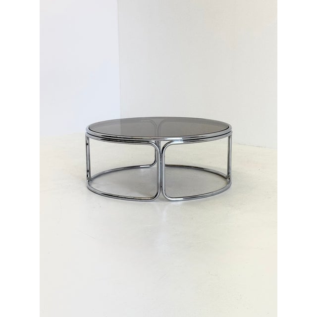 Gray Space Age Coffee Table with Smoked Glass and Chrome, 1970s For Sale - Image 8 of 8